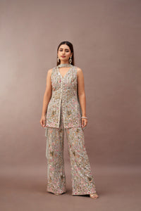 BLUE GEORGETTE EMBROIDERED SHARARA SET | Nishly Fashion House