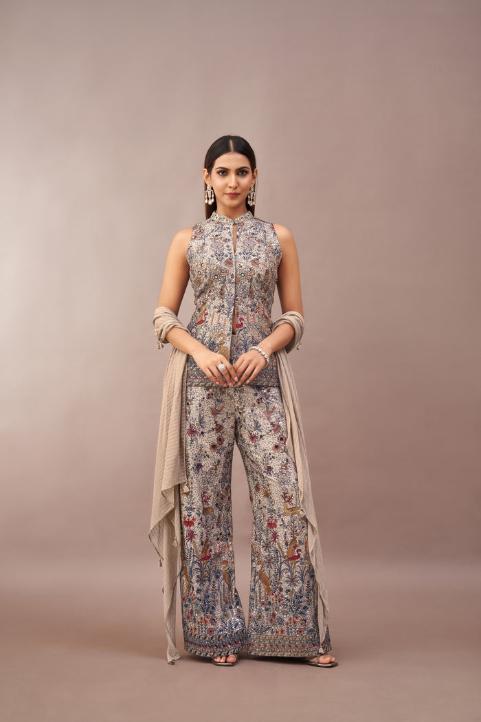 ACE SEQUINS EMBROIDERED SHARARA SET
