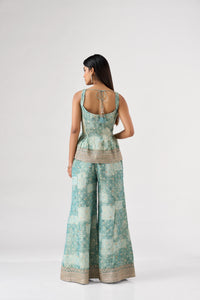BLUE EMBROIDERED BANDHANI PRINT SHARARA SET | Nishly Fashion House