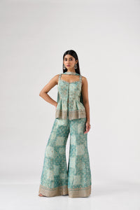 BLUE EMBROIDERED BANDHANI PRINT SHARARA SET | Nishly Fashion House