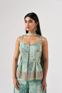 BLUE EMBROIDERED BANDHANI PRINT SHARARA SET | Nishly Fashion House
