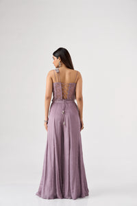 LILAC SEQUINS EMBROIDERED CORSET SHARARA SET | Nishly Fashion House