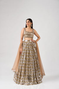 ROSE GOLD SEQUINS EMBROIDERED LEHENGA SET