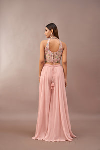 PINK HALTER NECK CORSET SHARARA SET | Nishly Fashion House