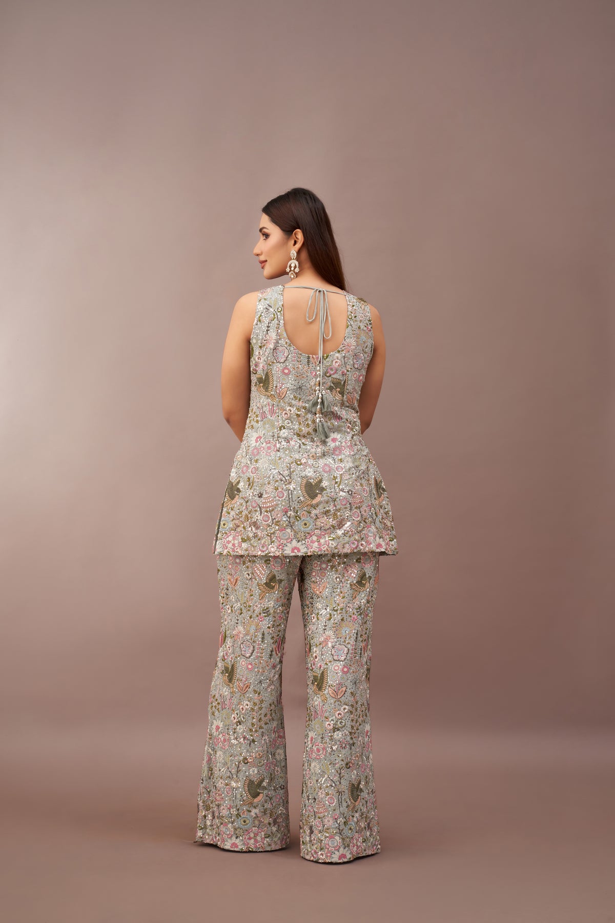 BLUE GEORGETTE EMBROIDERED SHARARA SET | Nishly Fashion House