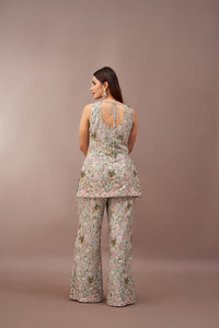 BLUE GEORGETTE EMBROIDERED SHARARA SET | Nishly Fashion House