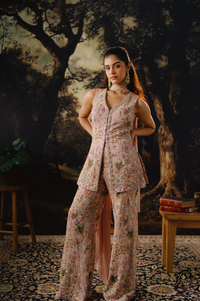 PINK GEORGETTE SEQUINS EMBROIDERED SHARARA SET