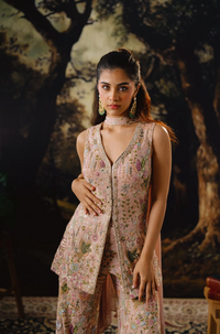 PINK GEORGETTE SEQUINS EMBROIDERED SHARARA SET
