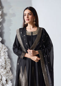 Black Zardozi embroidered Anarkali suit for sangeet, festive and party occasions