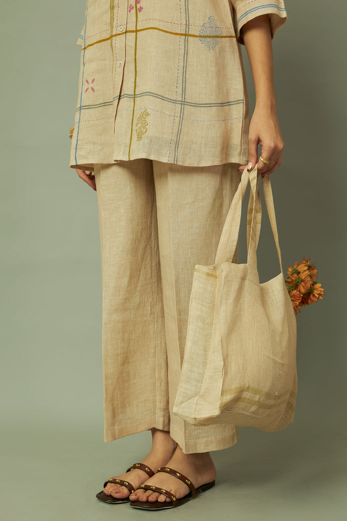 KHAKHI LINEN TUNIC CO-ORD SET