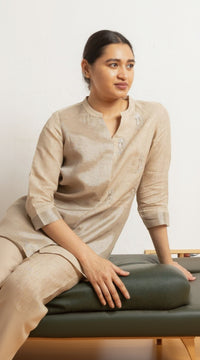 LINEN ZARI NATURAL CO-ORD SET