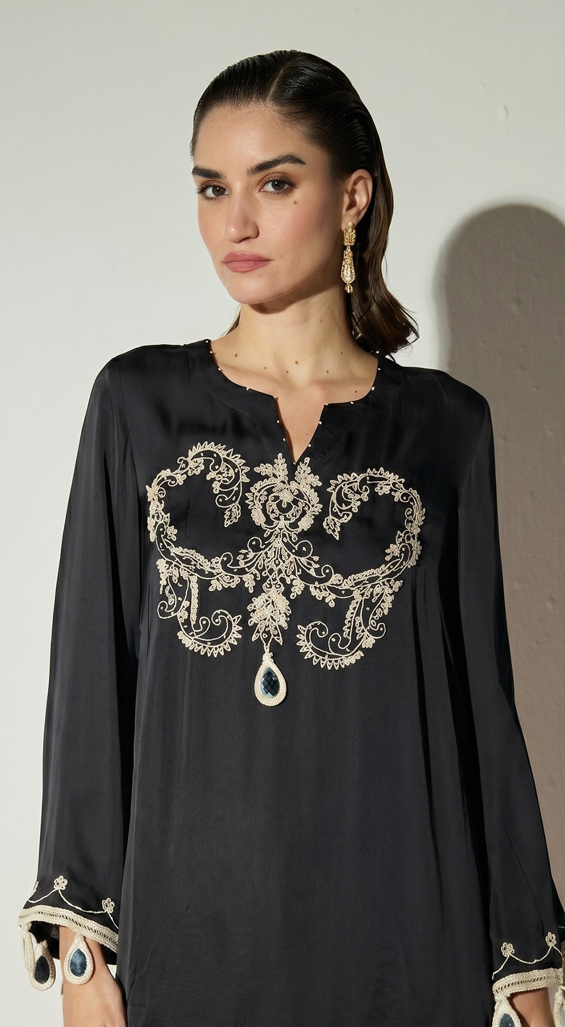BLACK CREPE EMBROIDERED CO-ORD SET