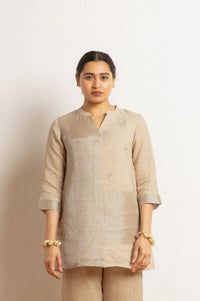 LINEN ZARI NATURAL CO-ORD SET