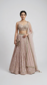 Pink sequins embroidered lehenga set with intricate sequin detailing