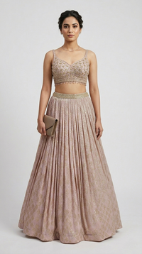 Pink designer lehenga set with stone, sequin and crystal tassel embroidery