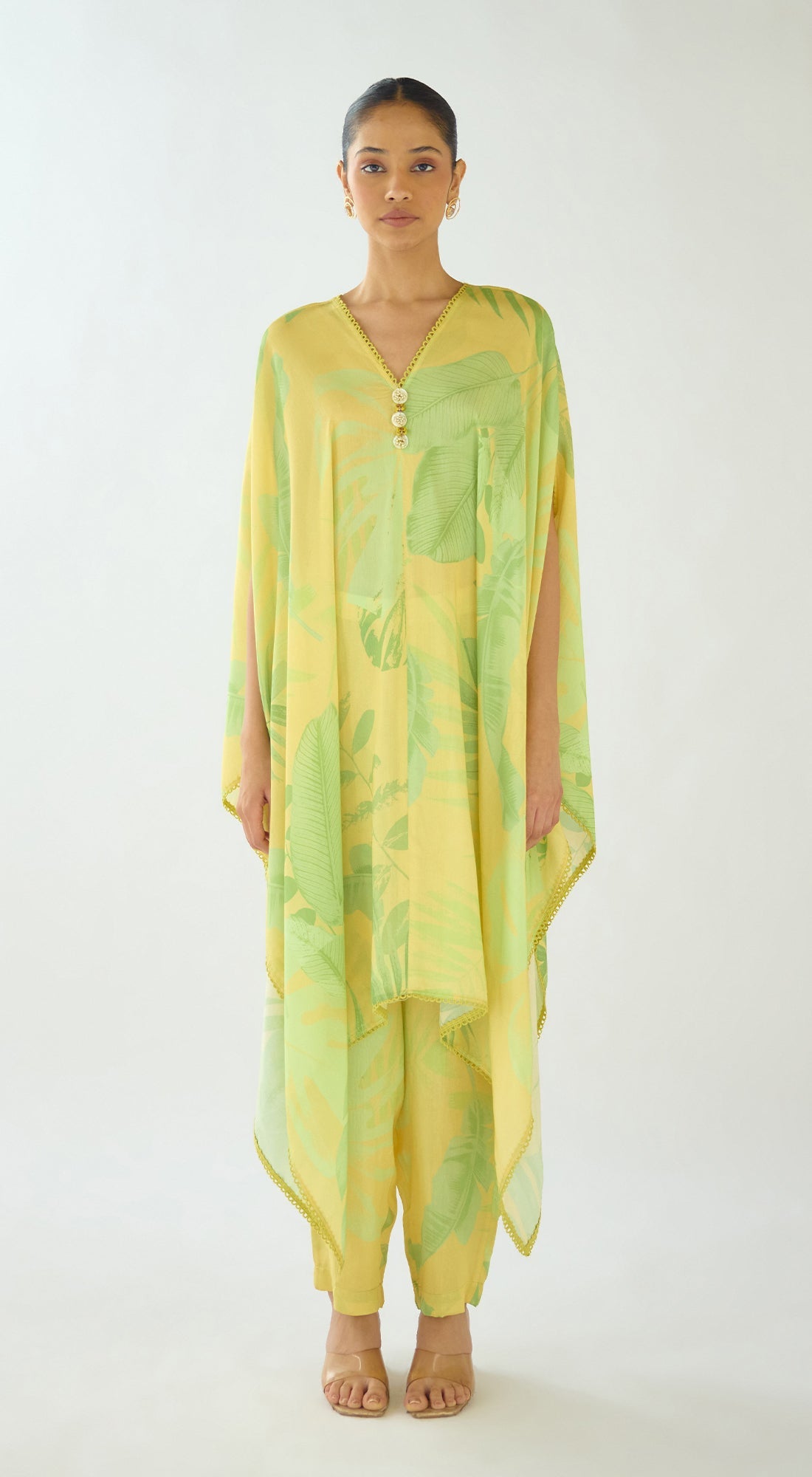YELLOW MUSLIN PRINTED CO-ORD SET