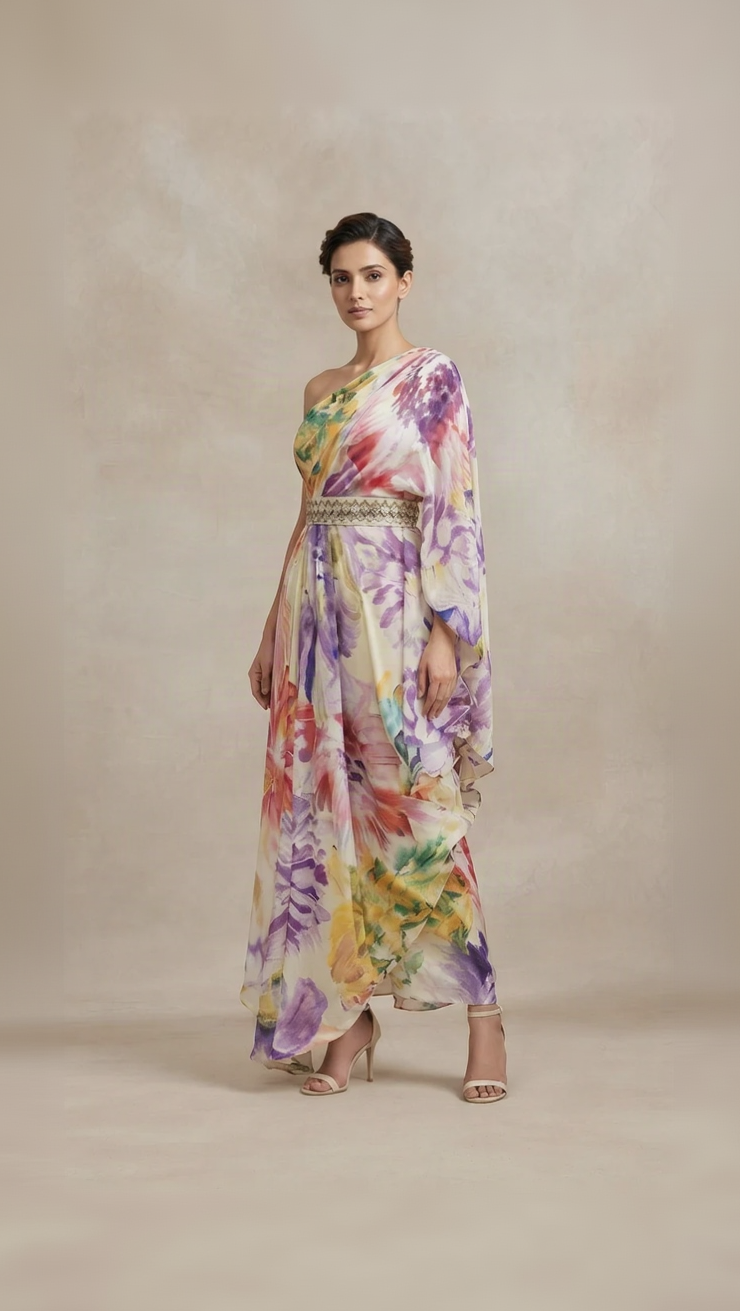 MULTICOLOUR EMBROIDERED ONE SIDE CARNIVAL DRESS