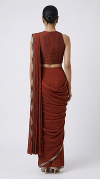 Rust embroidered saree set for wedding, reception, sangeet and party wear