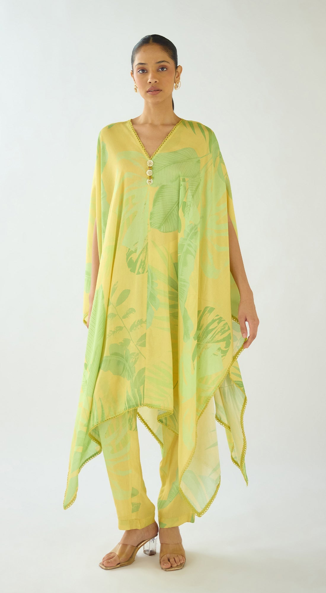 YELLOW MUSLIN PRINTED CO-ORD SET