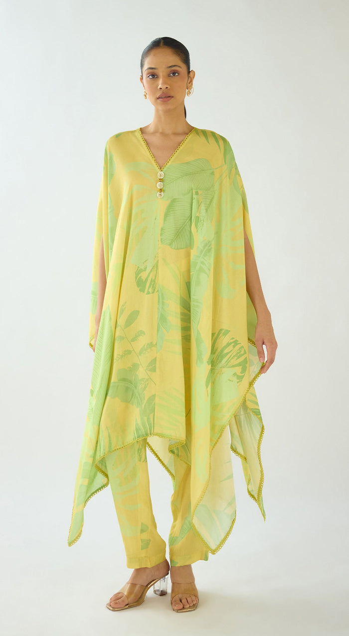 YELLOW MUSLIN PRINTED CO-ORD SET