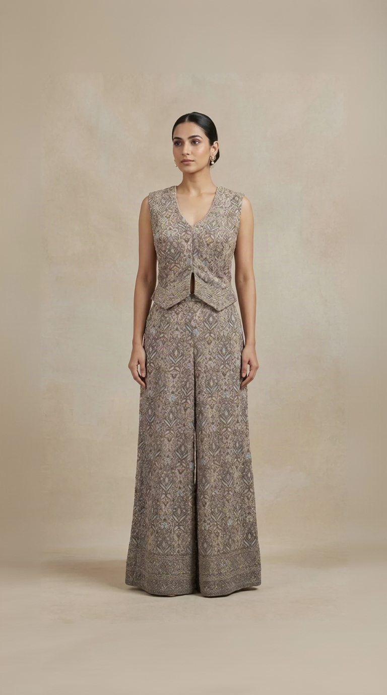 ACE THREAD EMBROIDERED SHARARA SET