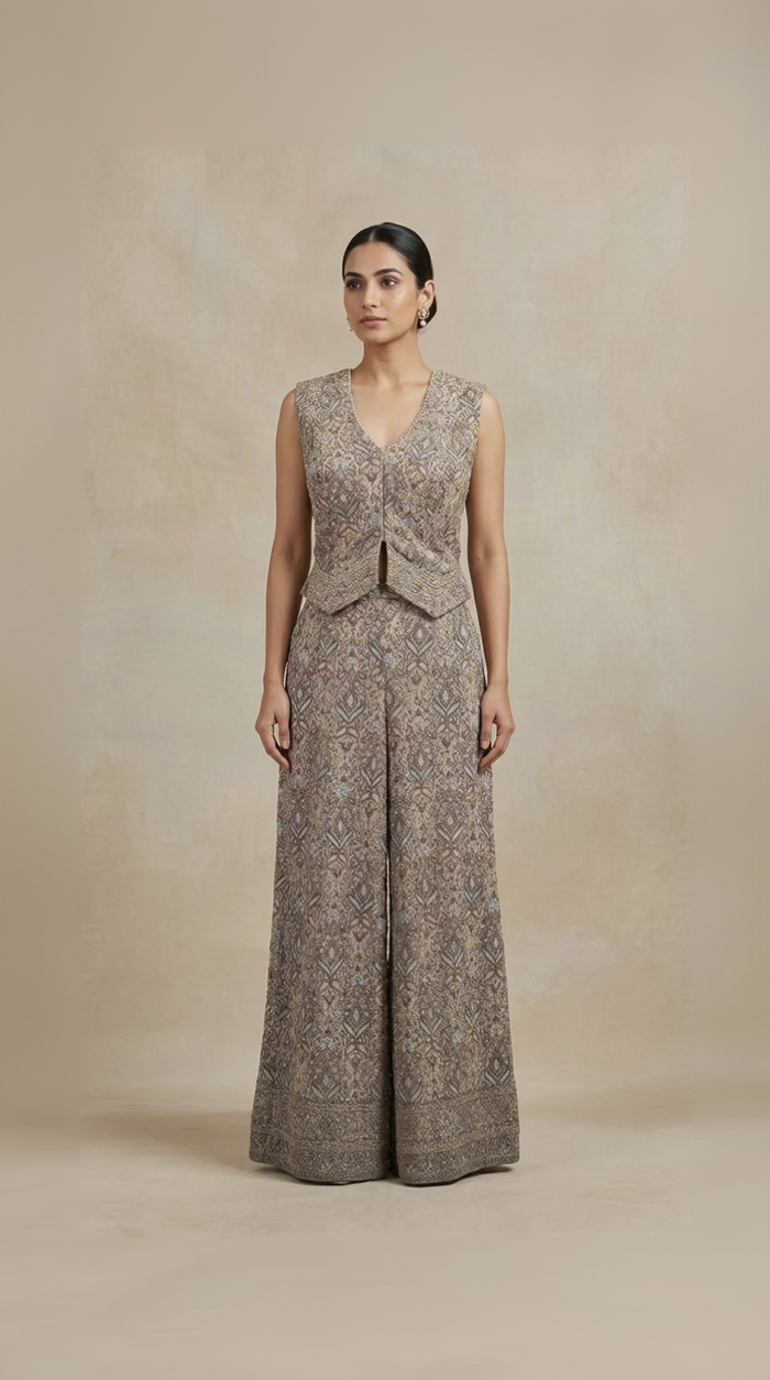 ACE THREAD EMBROIDERED SHARARA SET
