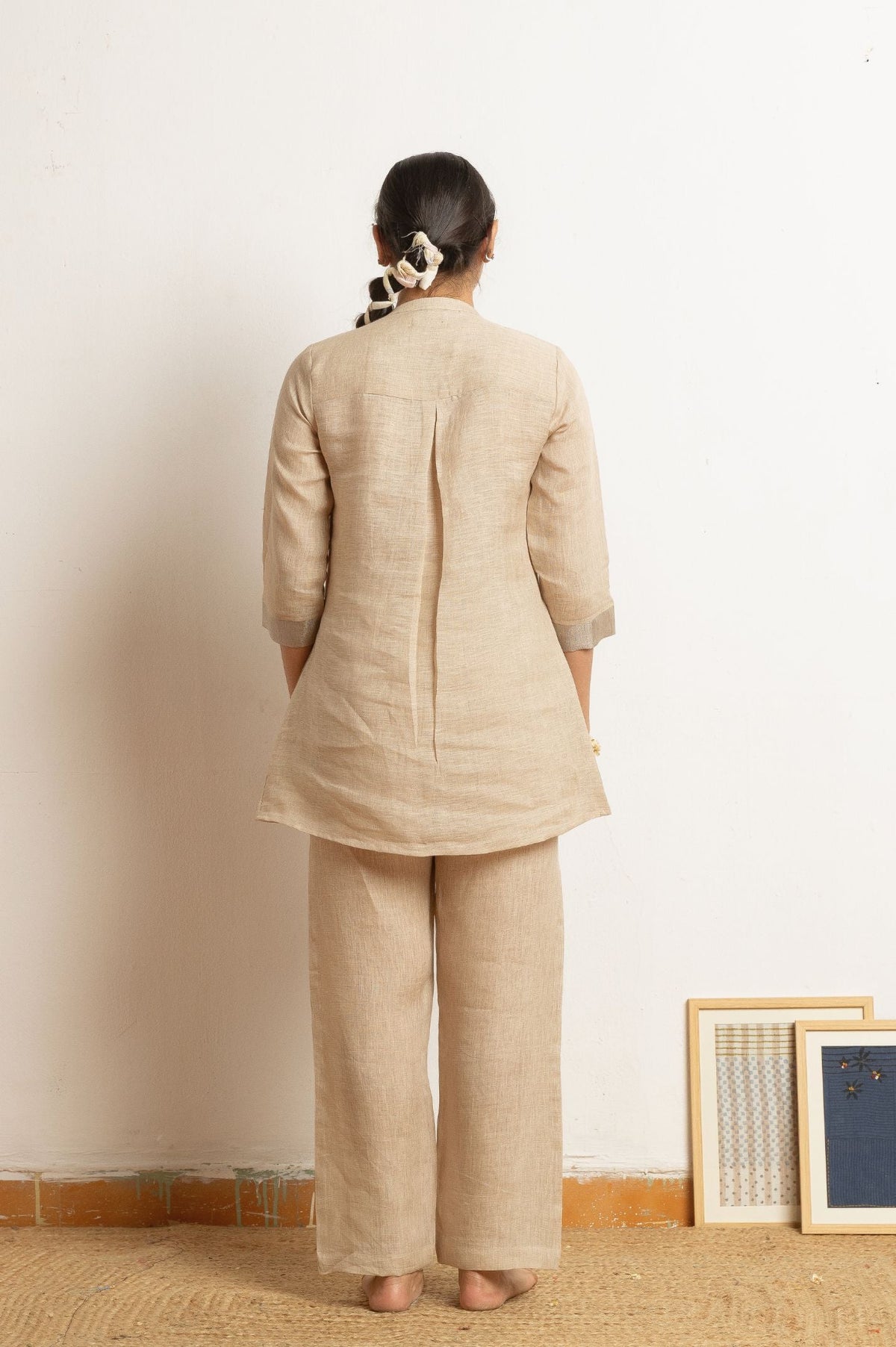 LINEN ZARI NATURAL CO-ORD SET
