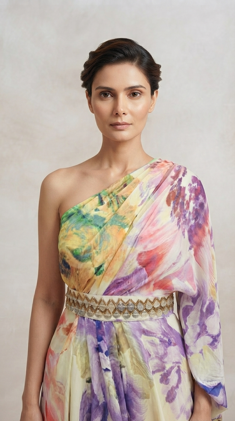 MULTICOLOUR EMBROIDERED ONE SIDE CARNIVAL DRESS