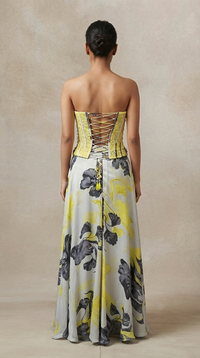 YELLOW SEQUINS EMBROIDERED CORSET SHARARA SET