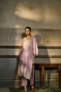 LILAC EMBROIDERED LINEN KURTA SET
